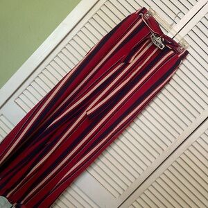 Striped Red and Blue Wide-Leg Pants